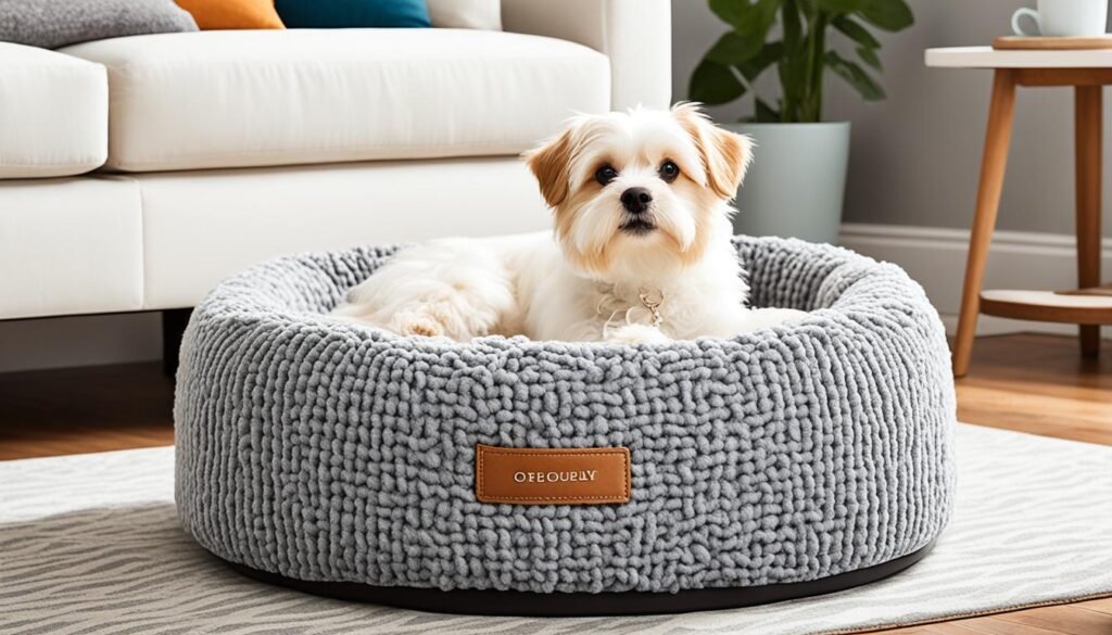 Pet-friendly home decor showcasing stylish dog bed integration