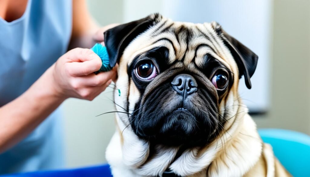 Pug ear cleaning