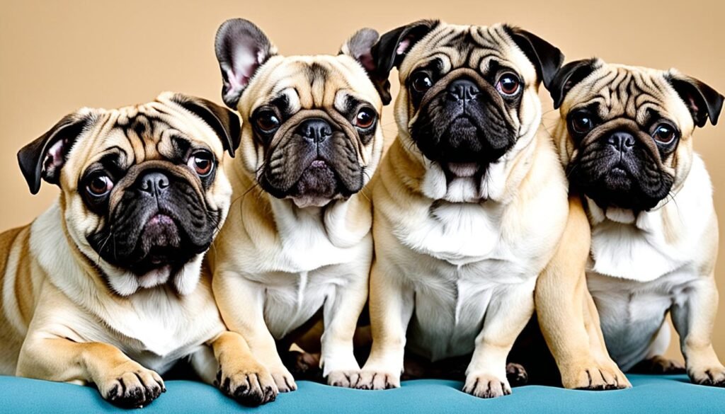 Pugs and French Bulldogs displaying affectionate nature