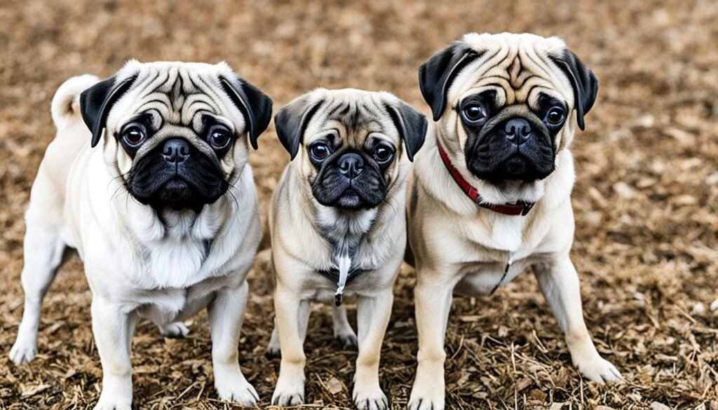 size comparison of Pug and Weimaraner