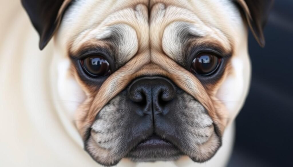 Pug eye shape and facial structure