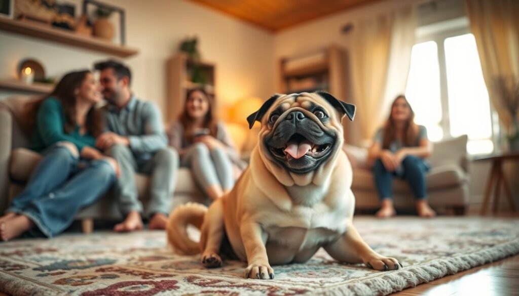 Pug greeting guests