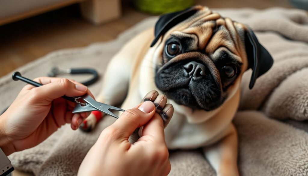 Pug nail trimming process