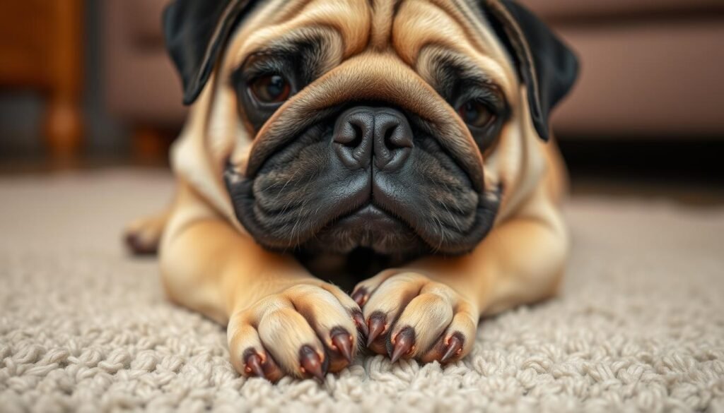 Pug with overgrown nails