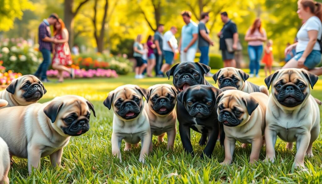 socializing Pug puppies