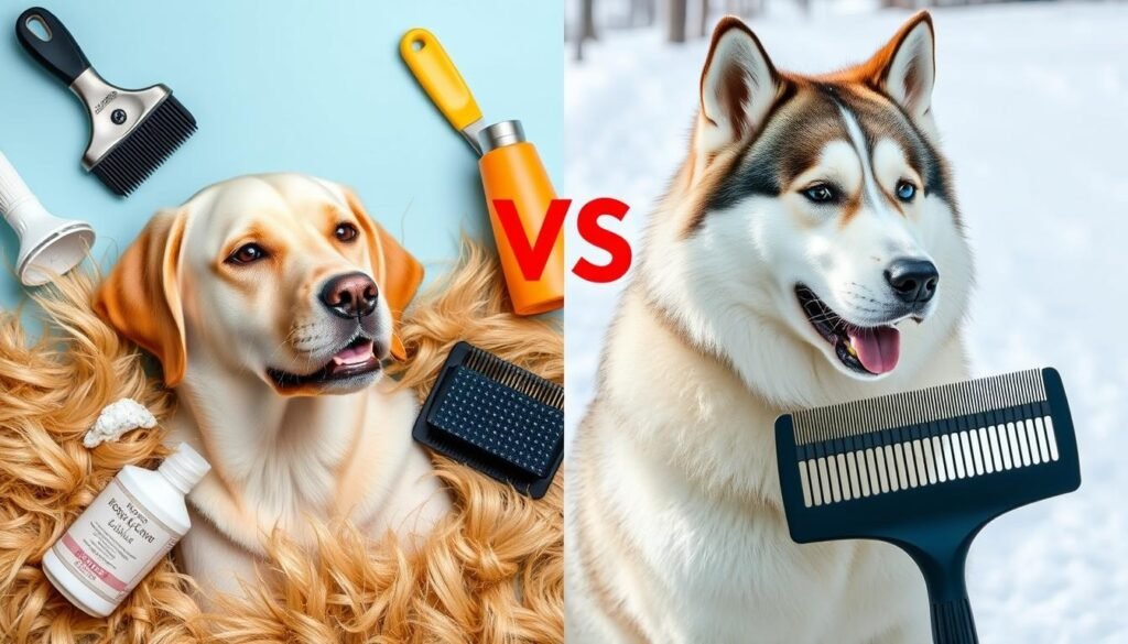 Grooming needs for Labrador Retrievers and Siberian Huskies