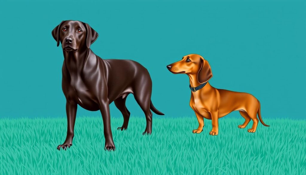 Labrador Retriever and Dachshund size differences