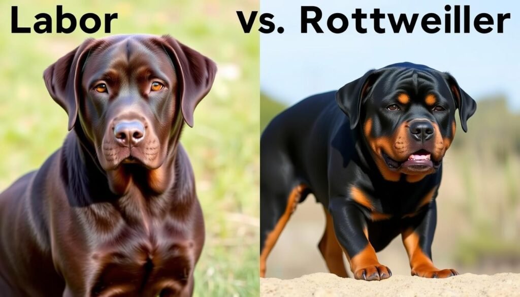 Labrador Retrievers and Rottweilers physical characteristics