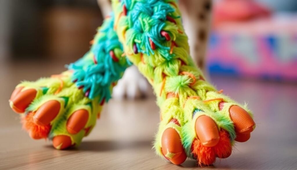 Generate an image of the JW Pet Bad Cuz Hule Dog Toy, showcasing its unique "feet" design.