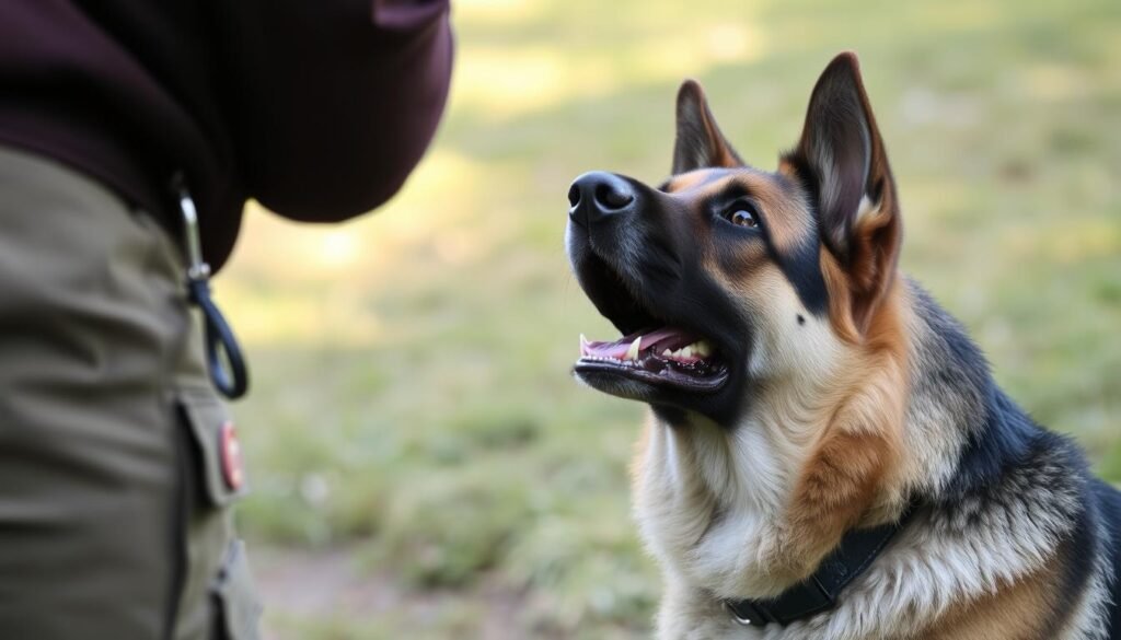 Image of a German Shepherd in a training session